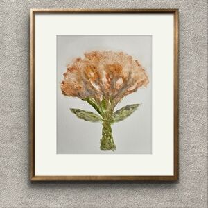 Gold brocoli painting in watercolor